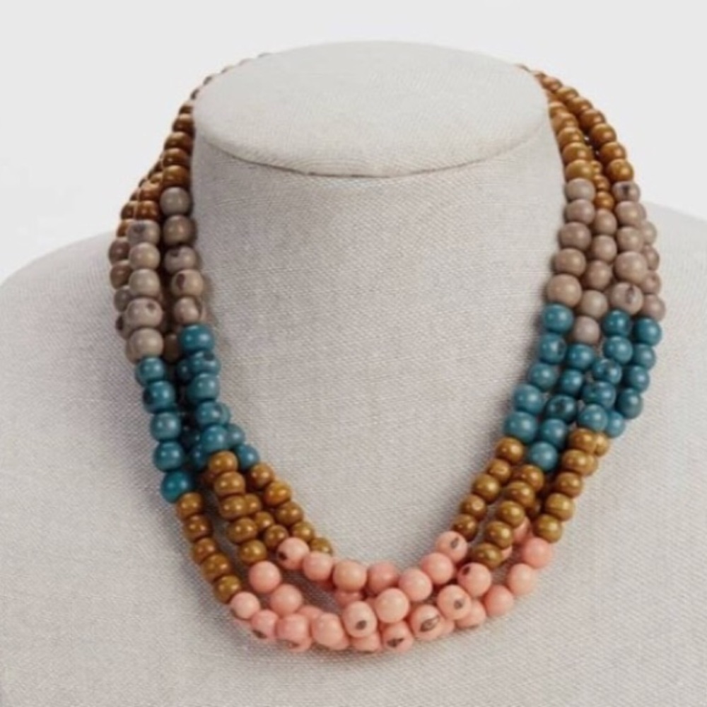 J.Jill ~ NEW Summer Sands Acai Color-Block Statement Necklace